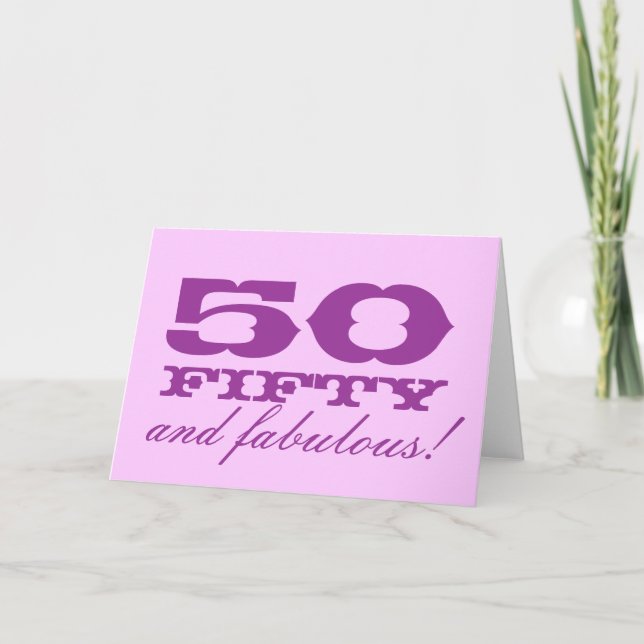 50th Birthday card for women | 50 and fabulous! (Front)