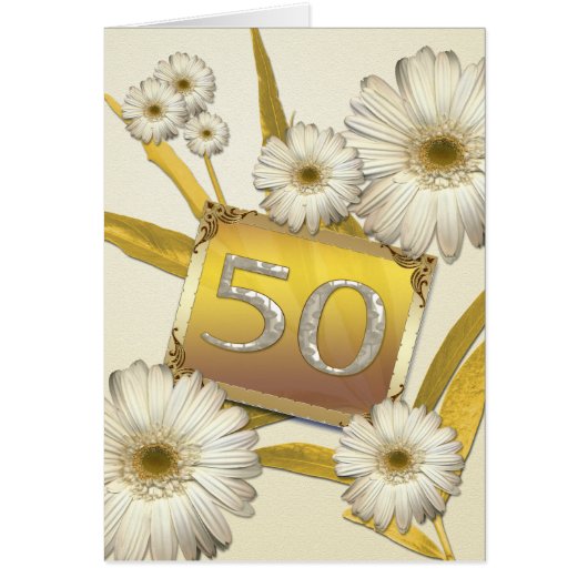 50th Birthday card with daisies. (Front)