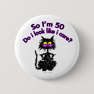 50th Birthday Cat Gifts Button