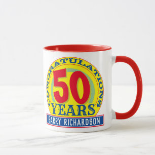 50th Birthday Celebrating 50 Years with Name Mug