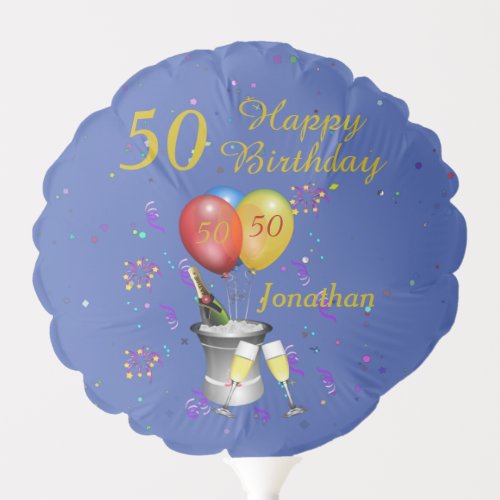 50th Birthday Celebration Blue Balloon