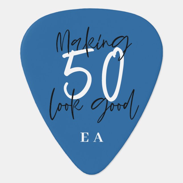 50th birthday celebration colorful typography guitar pick (Front)