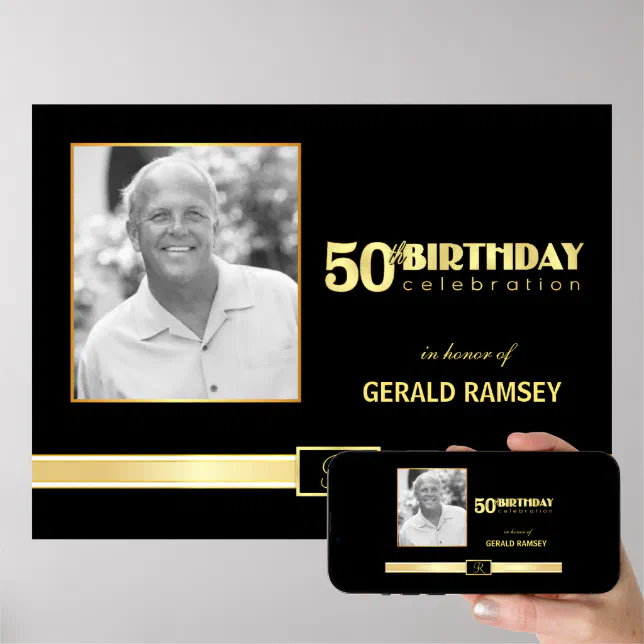 50th Birthday Celebration - Custom Photo Poster | Zazzle