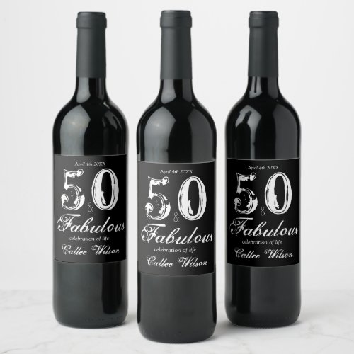 50th Birthday Celebration Customize Wine Label