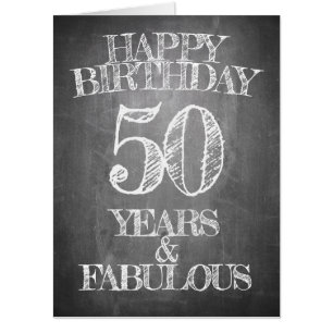 50th Birthday Chalkboard Style Greeting Card