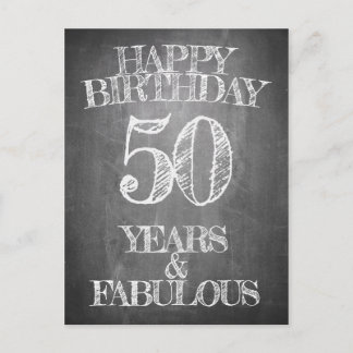 50th Birthday Chalkboard Style Greeting Holiday Postcard