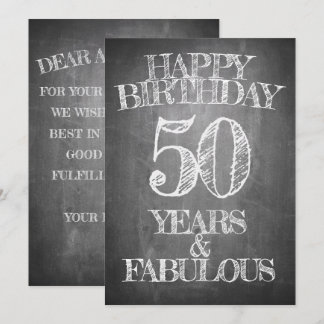 50th Birthday Chalkboard Style Greeting Invitation