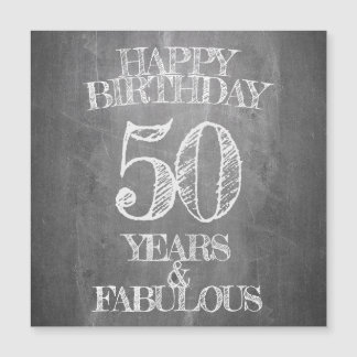 50th Birthday Chalkboard Style Greeting Magnetic Invitation
