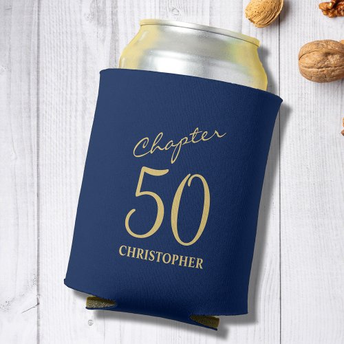 50th Birthday Chapter 50 Blue Gold Can Cooler