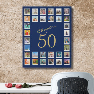 50th Birthday Chapter 50 Family Photo Collage Faux Canvas Print