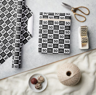 50th Birthday Checkerboard Design Wrapping Paper