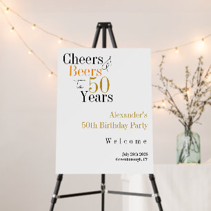 50th Birthday Cheers and Beers Minimal Party Foam Board
