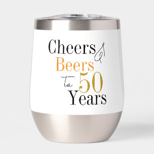50th Birthday Cheers and Beers Party Favor Thermal Wine Tumbler