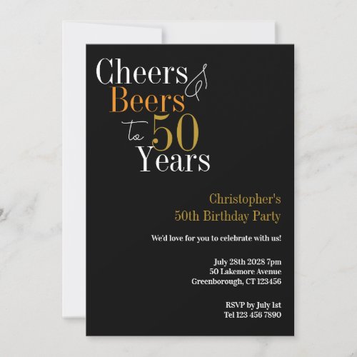 50th Birthday Cheers and Beers Party Invitation