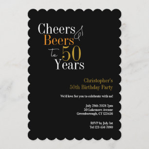 50th Birthday Cheers and Beers Party Invitation