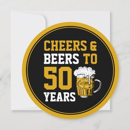 50th Birthday Cheers and Beers to 50 Years Modern Invitation