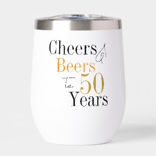 50th Birthday Cheers Beers Party Favor Thermal Wine Tumbler