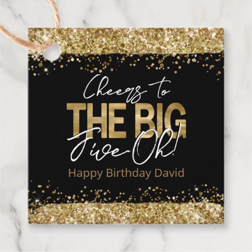 50th Birthday Cheers Big Five Oh Favor Tags