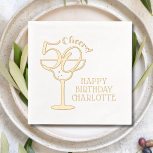 50th Birthday Cheers Fifty Birthday Personalized Foil Napkins