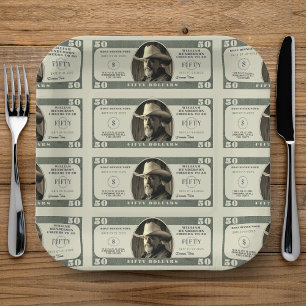 50th Birthday Cheers to 50 Dollar Bill Paper Plates