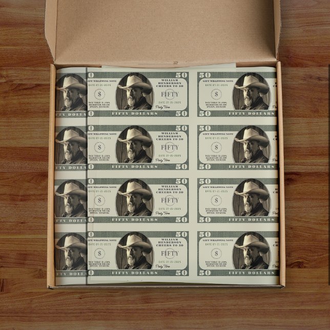 50th Birthday Cheers to 50 Dollar Bill Tissue Paper (Creator Uploaded)