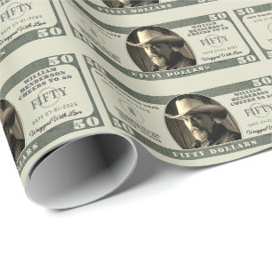 50th Birthday Cheers to 50 Dollar Bill Wrapping Paper