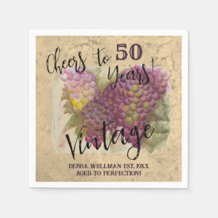 50th Birthday Cheers to 50 Wine Themed Party Napkins