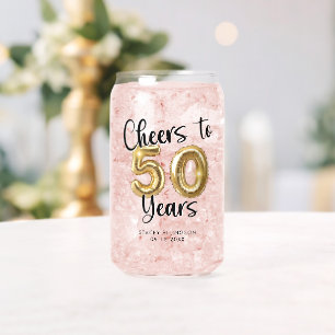 50th Birthday Cheers to 50 Years Black Gold Can Glass