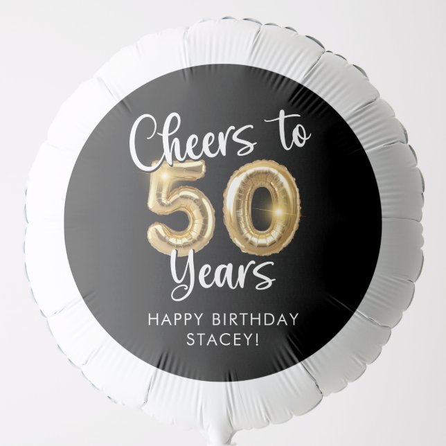 50th Birthday Cheers to 50 Years Name Balloon (Front)