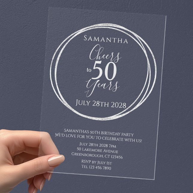 50th Birthday Cheers to 50 Years Party Acrylic Invitations (Creator Uploaded)