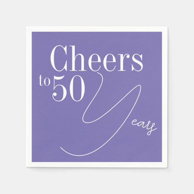 50th Birthday Cheers to 50 Years Purple Party Napkins (Front)