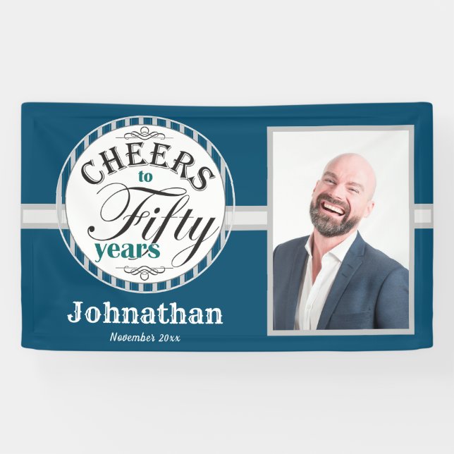 50th Birthday Cheers to Fifty Years Banner (Horizontal)