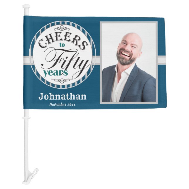 50th Birthday Cheers to Fifty Years Car Flag (Front)