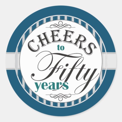 50th Birthday Cheers to Fifty Years Classic Round Sticker