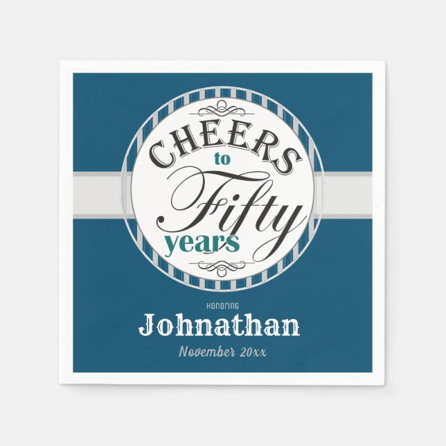 50th Birthday Cheers to Fifty Years Napkins (Front)