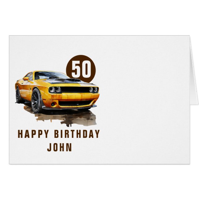50th Birthday classic American muscle car (Front Horizontal)