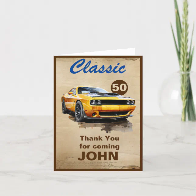 50th Birthday Classic Muscle Car Card Zazzle