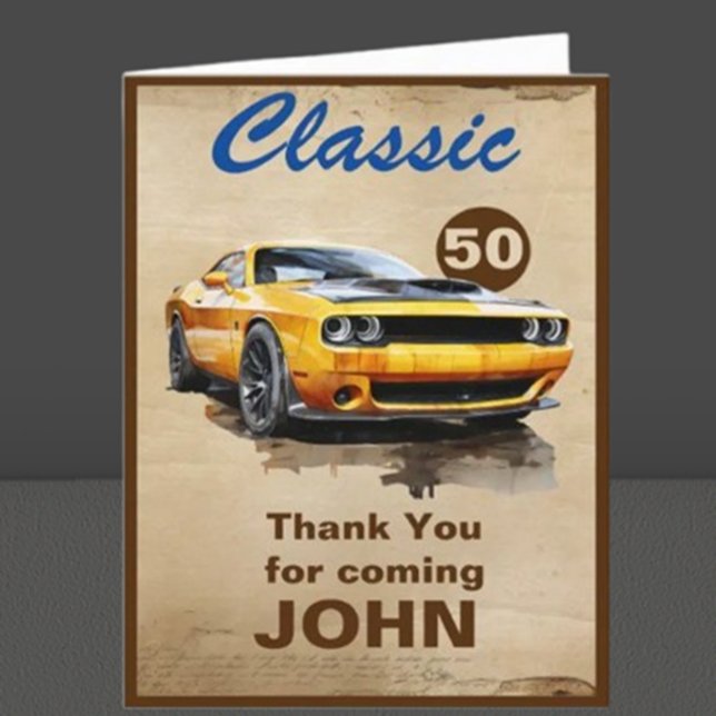50th Birthday Classic Muscle Car Card (Celebrate a milestone with our stunning 50th Birthday Classic Muscle Car Card!)