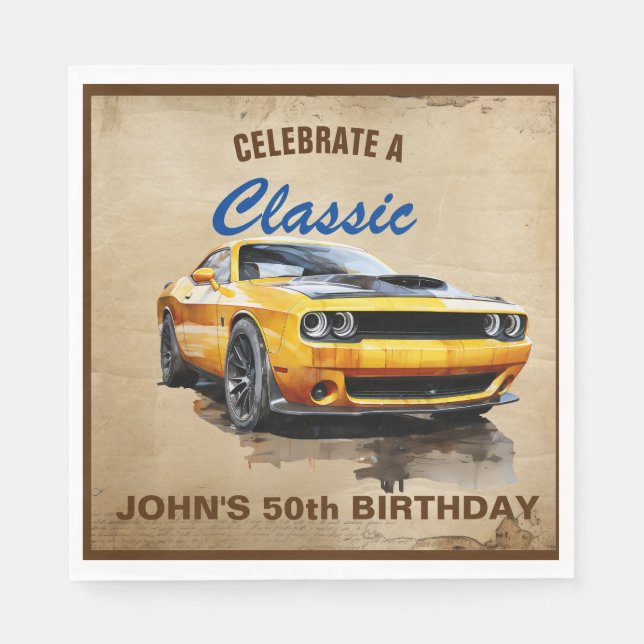 50th Birthday Classic Muscle Car  Napkins (Front)