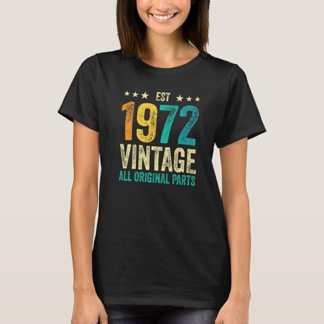 50th Birthday Classic Retro Style Tees Est 1972 Vi (Front)