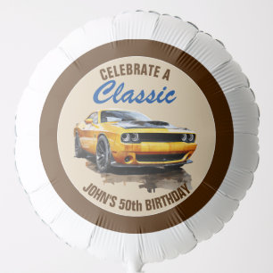 50th Birthday Classic Yellow Muscle Car Balloon