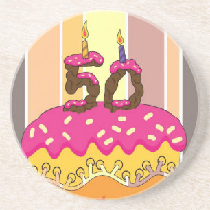 50th Birthday Coaster To Match Greeting Card