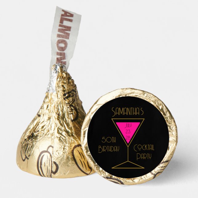50th Birthday Cocktail Party Black Gold Hershey®'s Kisses® (Front)