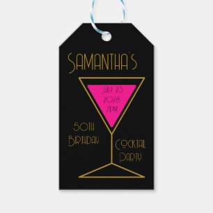 50th Birthday Cocktail Party Favor Black Gold Gift Tags