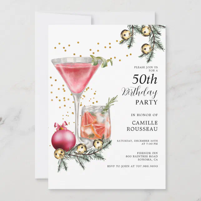 50th Birthday Cocktail Party Invitation | Zazzle