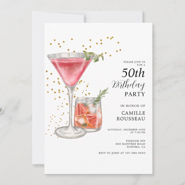 50th Birthday Cocktail Party Invitation (Front)