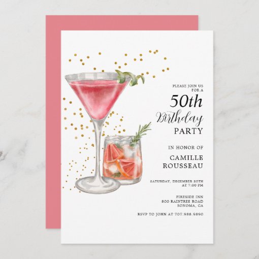 50th Birthday Cocktail Party Invitation | Zazzle