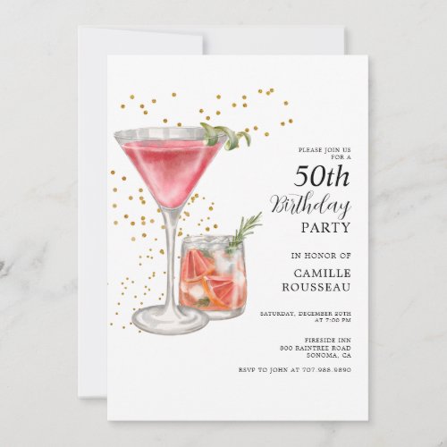 50th Birthday Cocktail Party Invitation