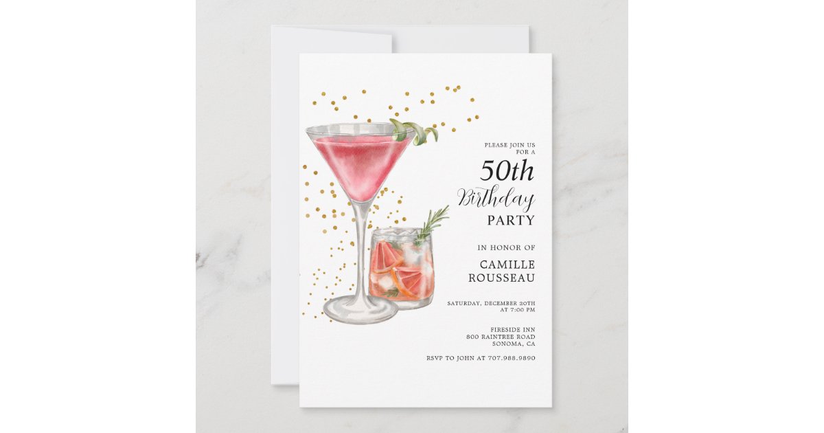 50th Birthday Cocktail Party Invitation | Zazzle