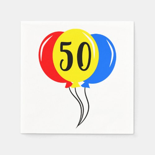 50th Birthday Colorful Balloons Napkins